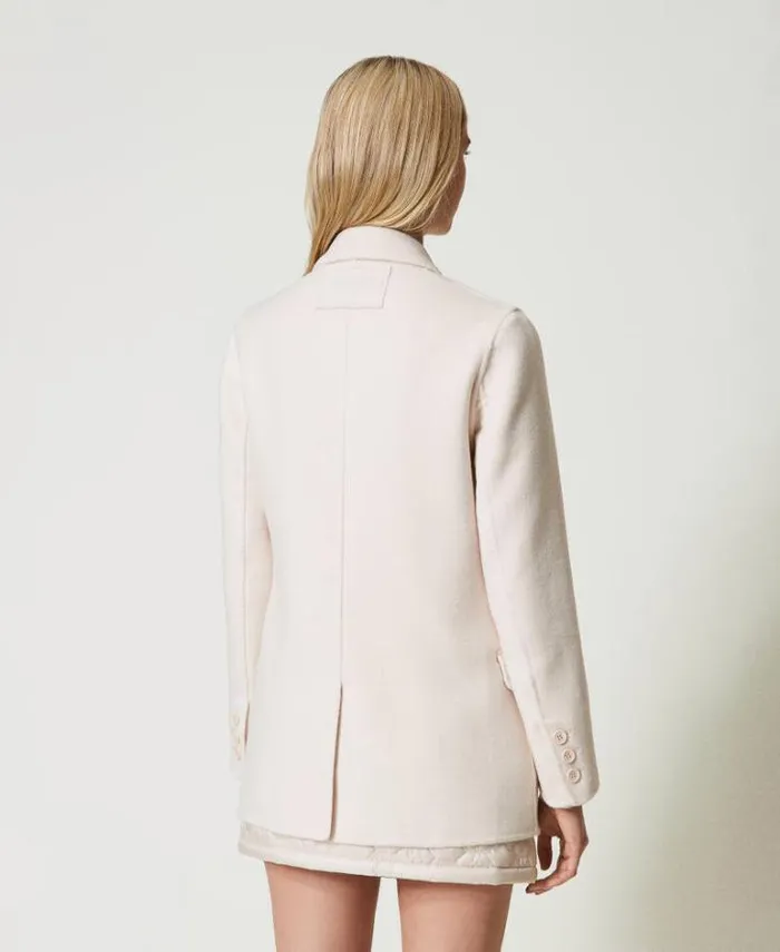 Twinset Blazers Doubled Wool Blend Cloth Doublebreasted Jacket Old White 8211 Clothing