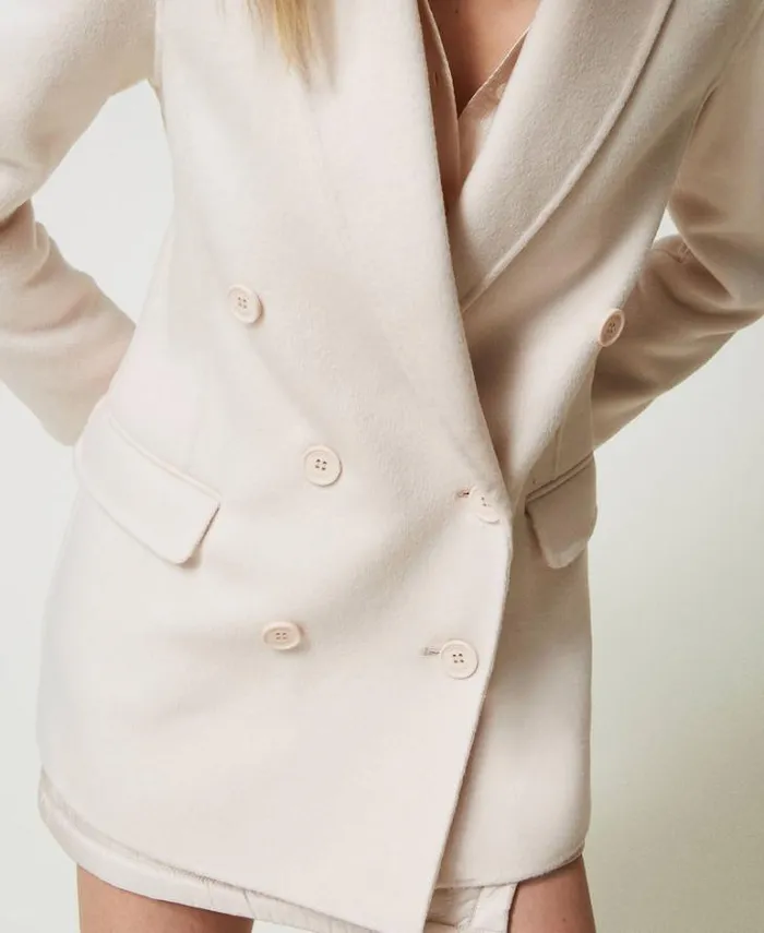 Twinset Blazers Doubled Wool Blend Cloth Doublebreasted Jacket Old White 8211 Clothing