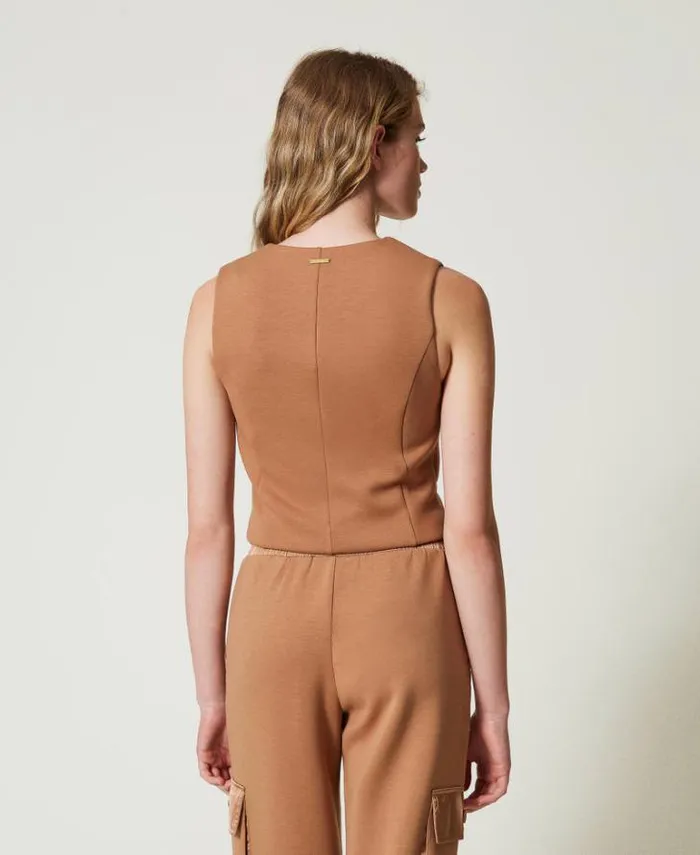 Twinset Blazers Scuba Fabric Waistcoat Caramel Camel 8211 Clothing