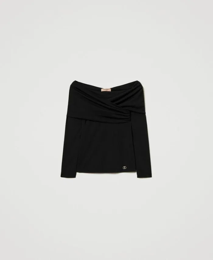 Twinset Blouses And Shirts Gathered Neck Blouse Black 8211 Clothing