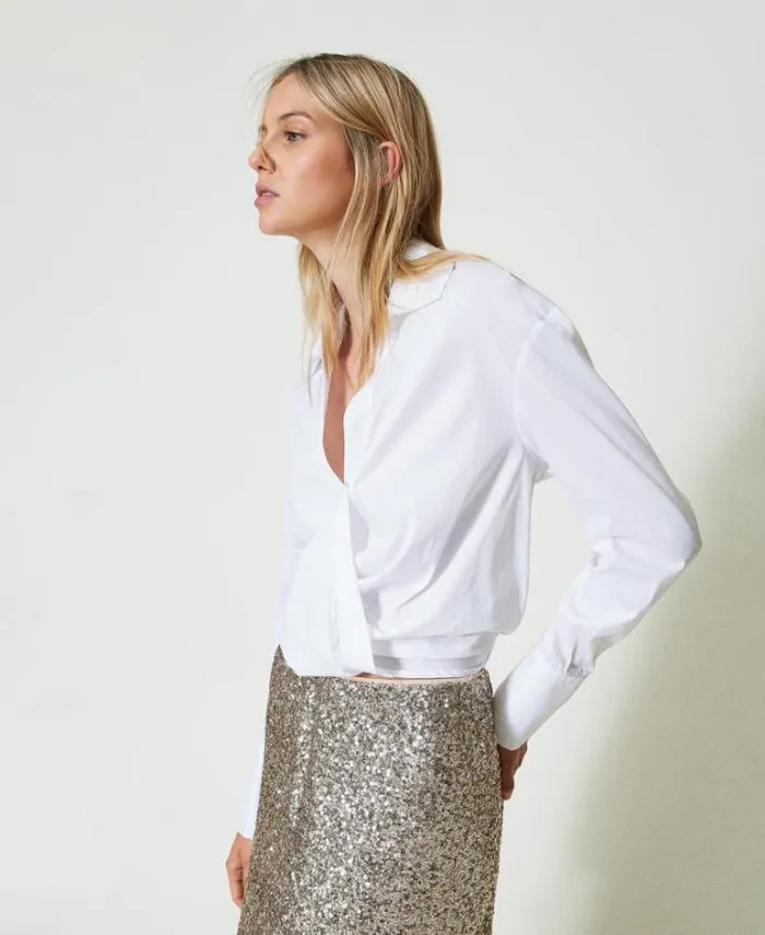 Twinset Blouses And Shirts Poplin Crossover Blouse White 8211 Clothing