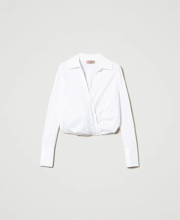Twinset Blouses And Shirts Poplin Crossover Blouse White 8211 Clothing