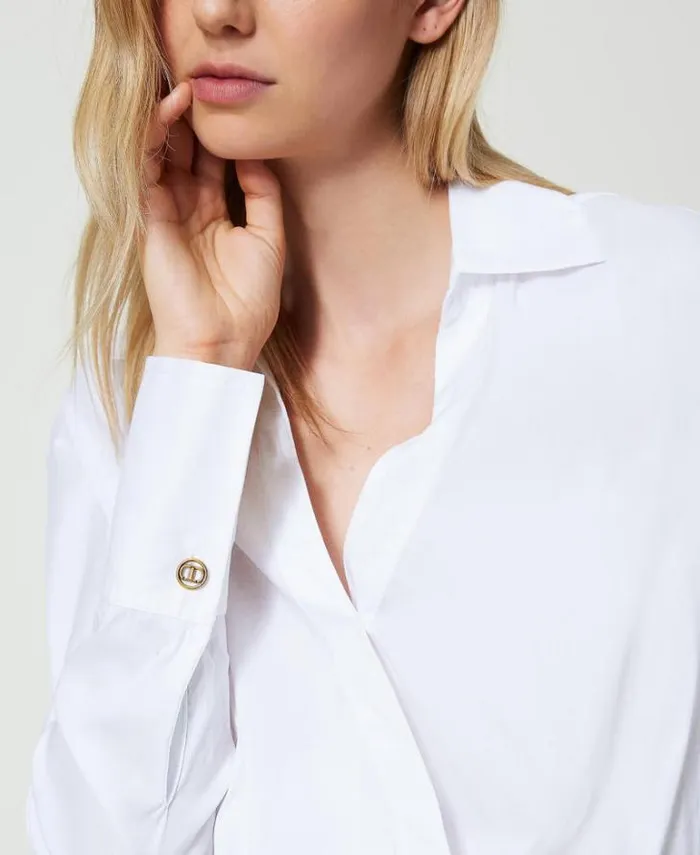 Twinset Blouses And Shirts Poplin Crossover Blouse White 8211 Clothing