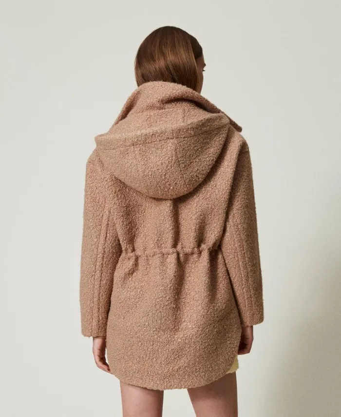 Twinset Coats And Trench Coats Curly Wool Cloth Parka Coat Beaver Brown 8211 Clothing