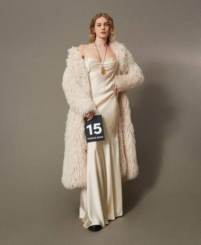 Twinset Elegant Dresses Long Silk Blend Satin Dress Butter Cookie White 8211 Clothing