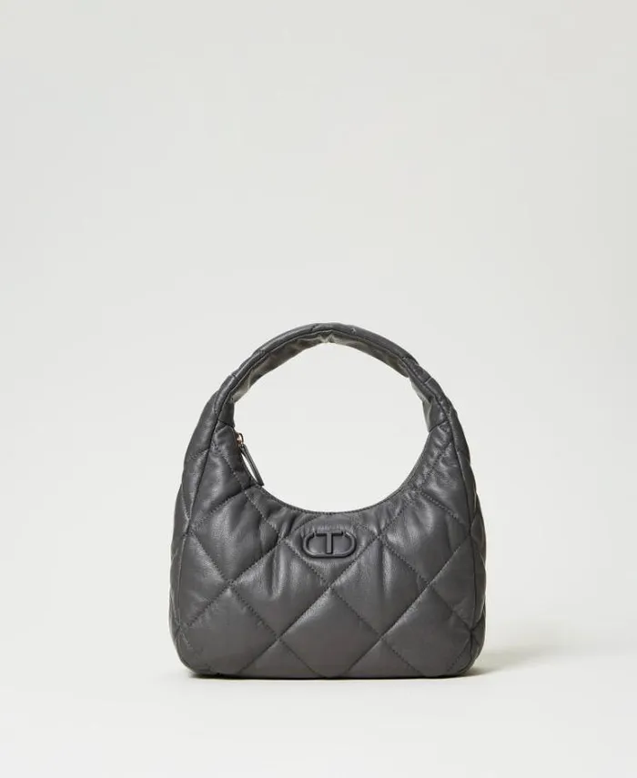 Twinset Hobo Bags Medium Padded And Quilted Hobo Bag Grey Stone 8211 Bags