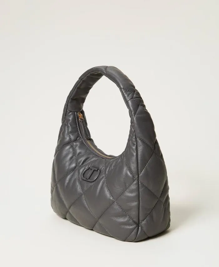 Twinset Hobo Bags Medium Padded And Quilted Hobo Bag Grey Stone 8211 Bags