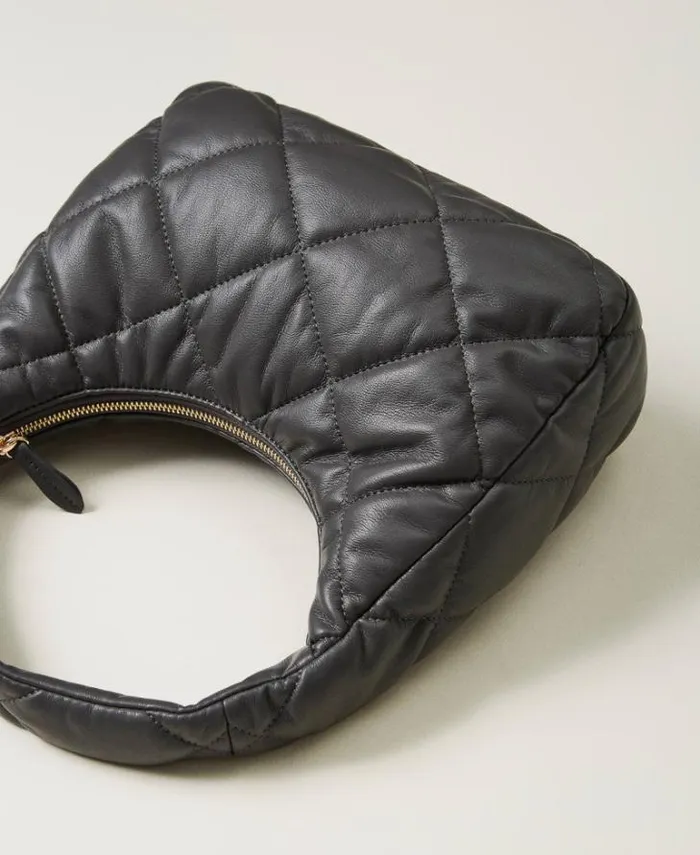 Twinset Hobo Bags Medium Padded And Quilted Hobo Bag Grey Stone 8211 Bags