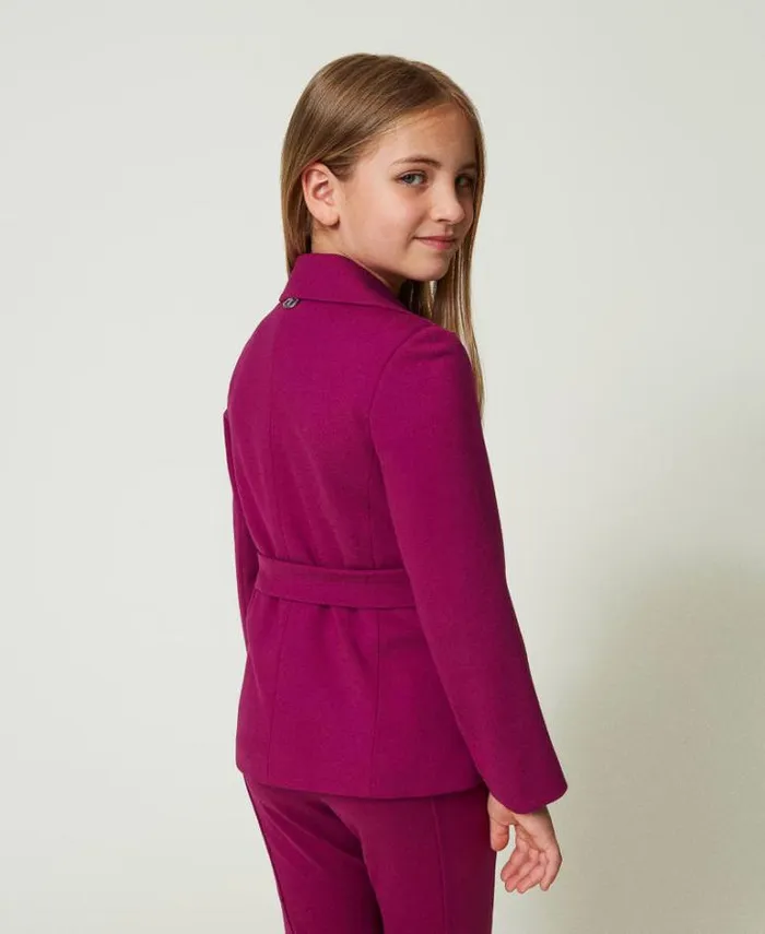 Twinset Jackets And Outerwear Singlebreasted Blazer With Belt Magenta Purple 8211 Girl