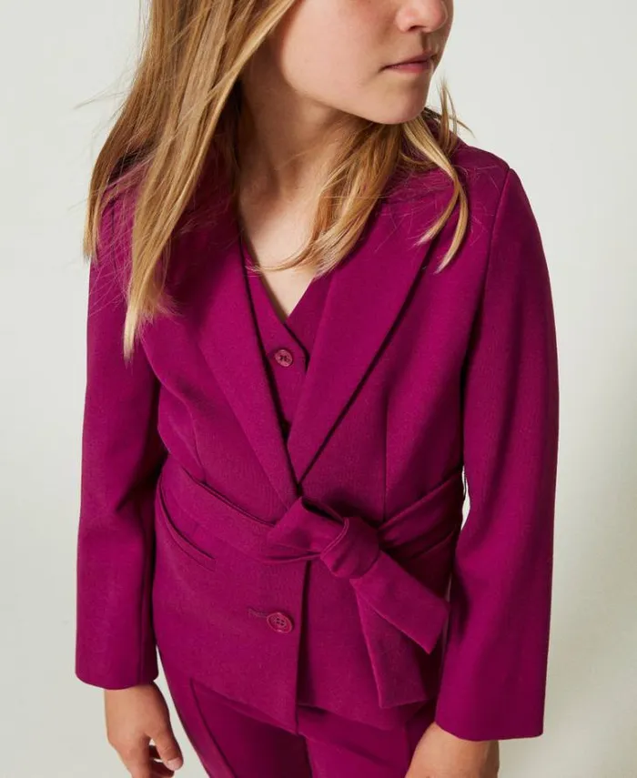 Twinset Jackets And Outerwear Singlebreasted Blazer With Belt Magenta Purple 8211 Girl