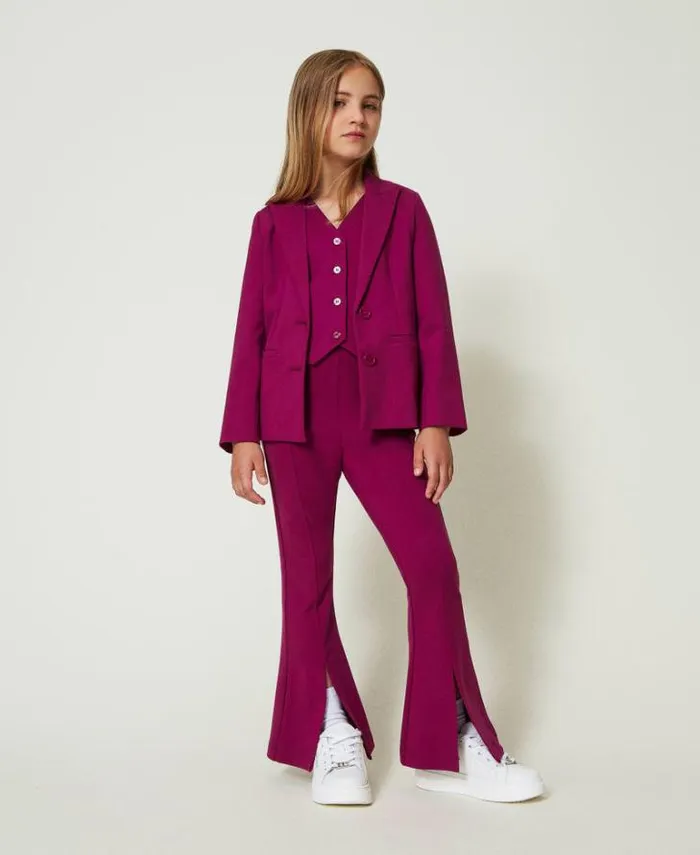 Twinset Jackets And Outerwear Singlebreasted Blazer With Belt Magenta Purple 8211 Girl