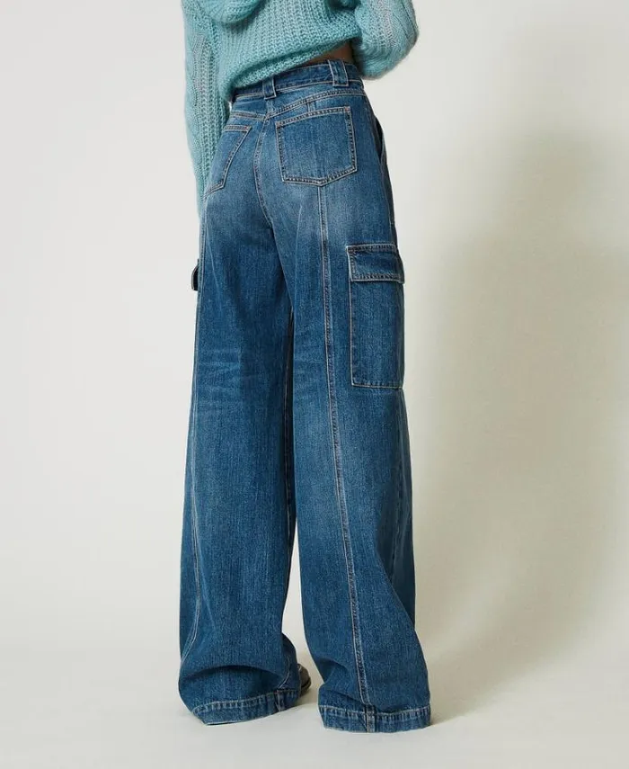 Twinset Jeans High Waist Cargo Jeans With Belt Denim 8211 Clothing
