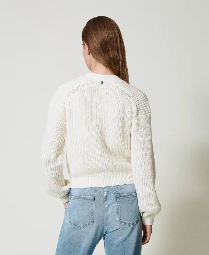 Twinset Jumpers And Cardigans Cardigan With Handmade Embroidery White Cream 8211 Clothing
