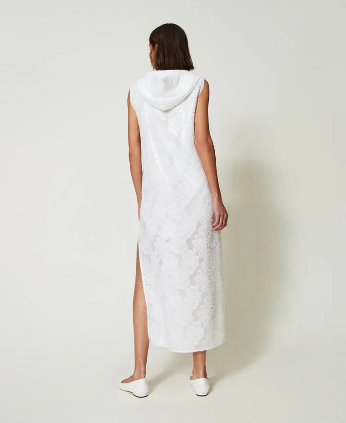 Twinset Long Dresses Full Sequin Long Dress 034papers034 White 8211 Clothing