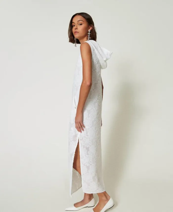 Twinset Long Dresses Full Sequin Long Dress 034papers034 White 8211 Clothing