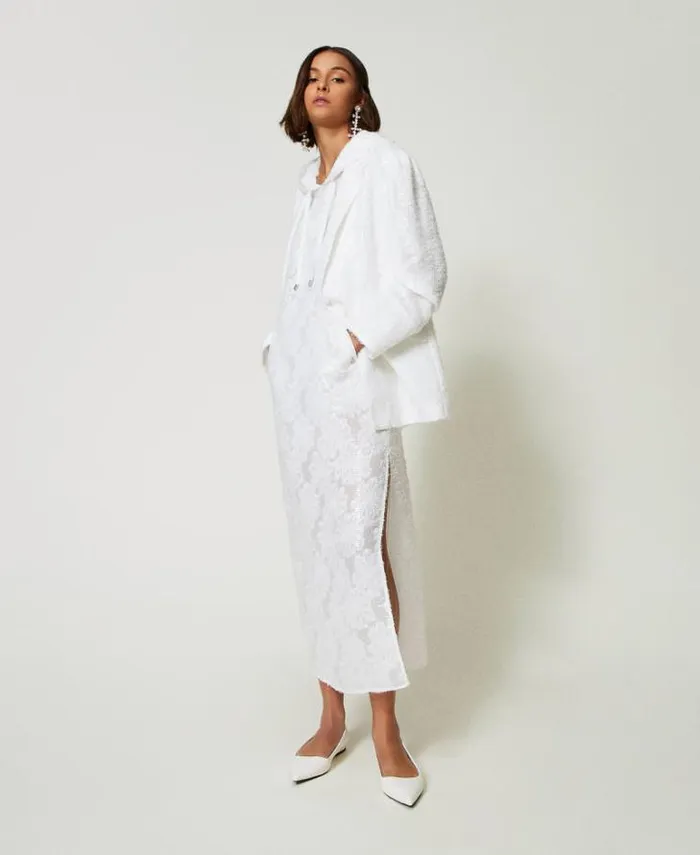 Twinset Long Dresses Full Sequin Long Dress 034papers034 White 8211 Clothing