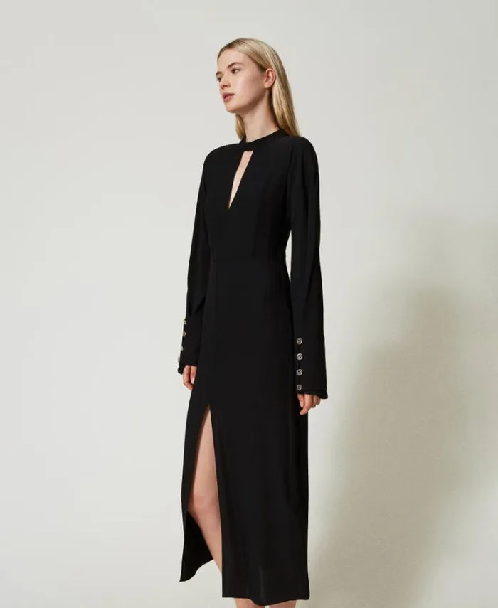 Twinset Long Dresses Long Crpe Georgette Dress Black 8211 Clothing