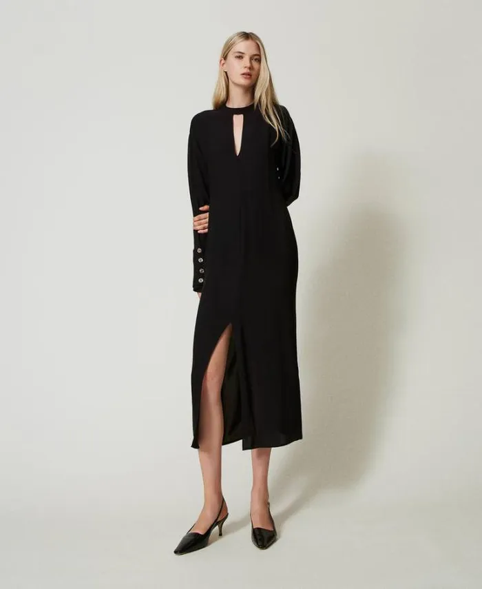 Twinset Long Dresses Long Crpe Georgette Dress Black 8211 Clothing