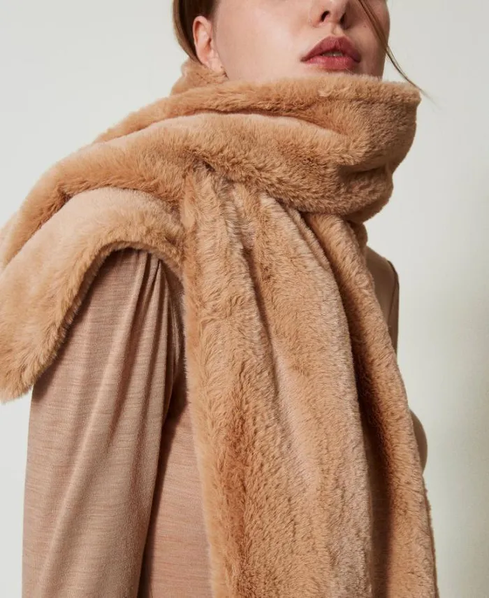 Twinset Scarves Faux Fur Scarf Beaver Brown 8211 Accessories