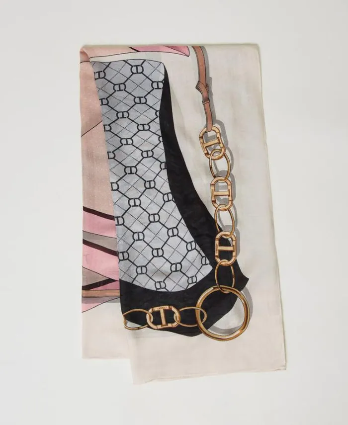 Twinset Scarves Kefiah With Mixed Prints Light Nude Foulard Mix Print 8211 Accessories