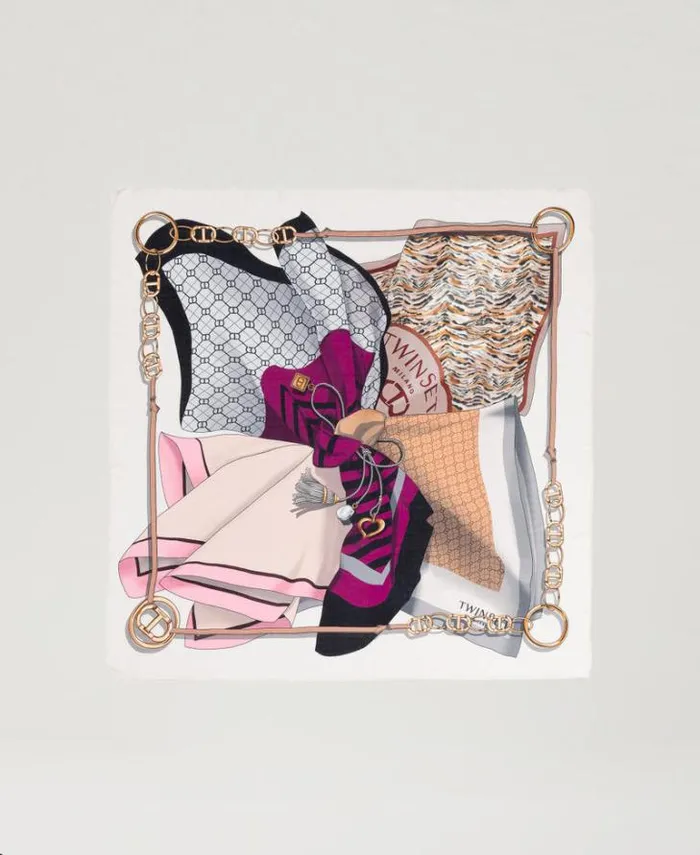 Twinset Scarves Kefiah With Mixed Prints Light Nude Foulard Mix Print 8211 Accessories