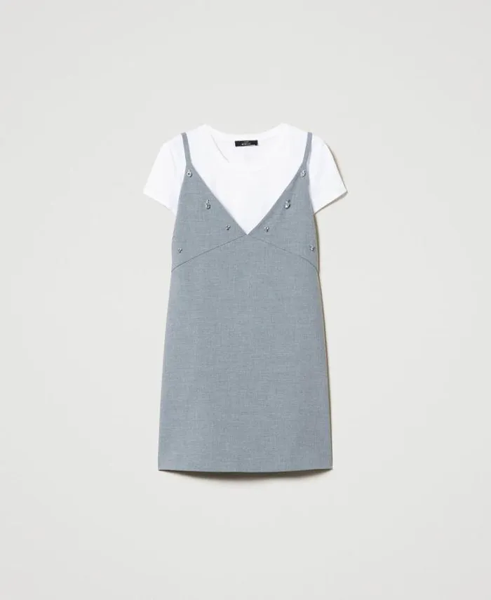 Twinset Short Dresses Short Dress With Embroidery And Tshirt Melange Grey 8211 Clothing