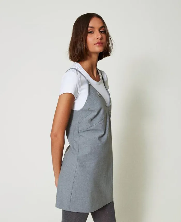 Twinset Short Dresses Short Dress With Embroidery And Tshirt Melange Grey 8211 Clothing