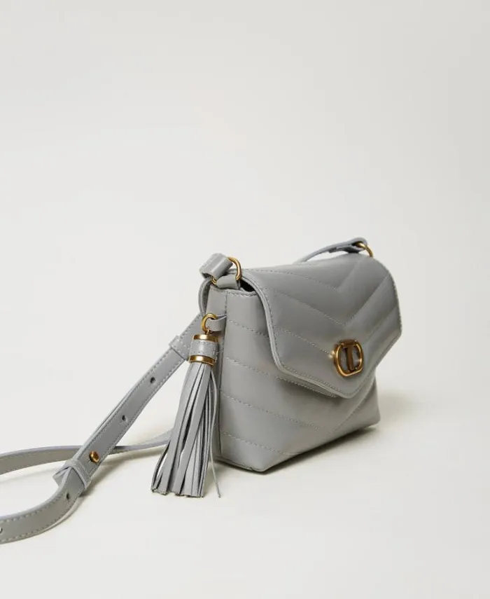 Twinset Shoulder Bags 039Dreamy039 Small Leather Shoulder Bag Mid Grey 8211 Bags