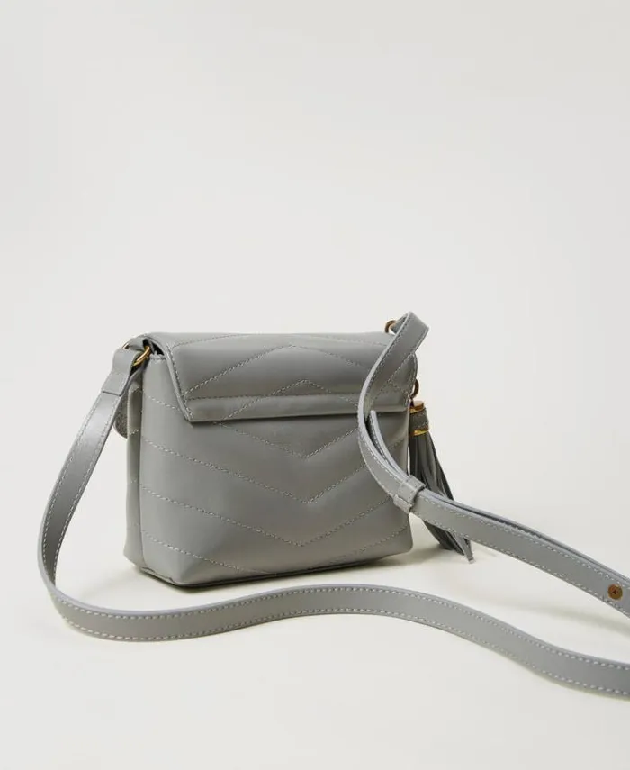 Twinset Shoulder Bags 039Dreamy039 Small Leather Shoulder Bag Mid Grey 8211 Bags