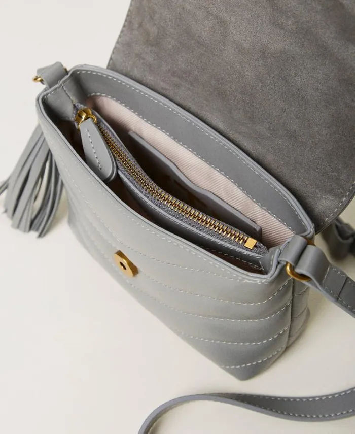 Twinset Shoulder Bags 039Dreamy039 Small Leather Shoulder Bag Mid Grey 8211 Bags
