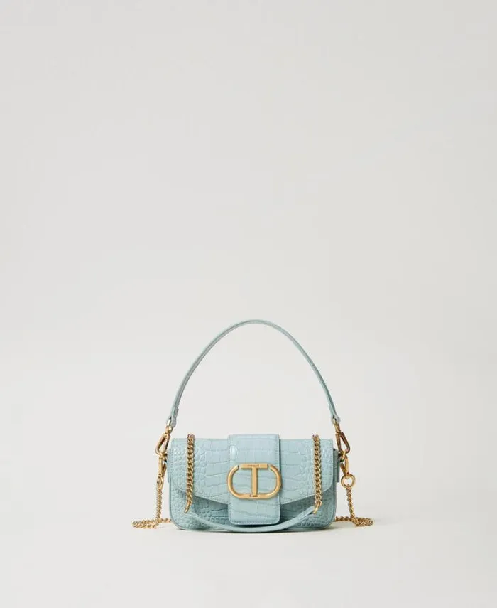 Twinset Shoulder Bags Amie Small Croc Print Shoulder Bag Gainsboro Gray 8211 Bags