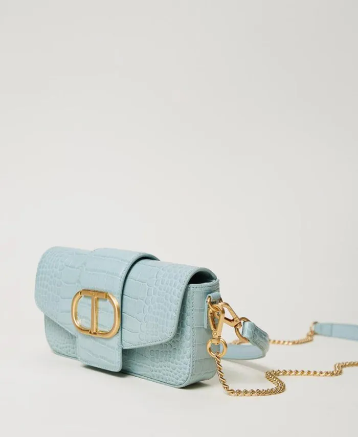 Twinset Shoulder Bags Amie Small Croc Print Shoulder Bag Gainsboro Gray 8211 Bags