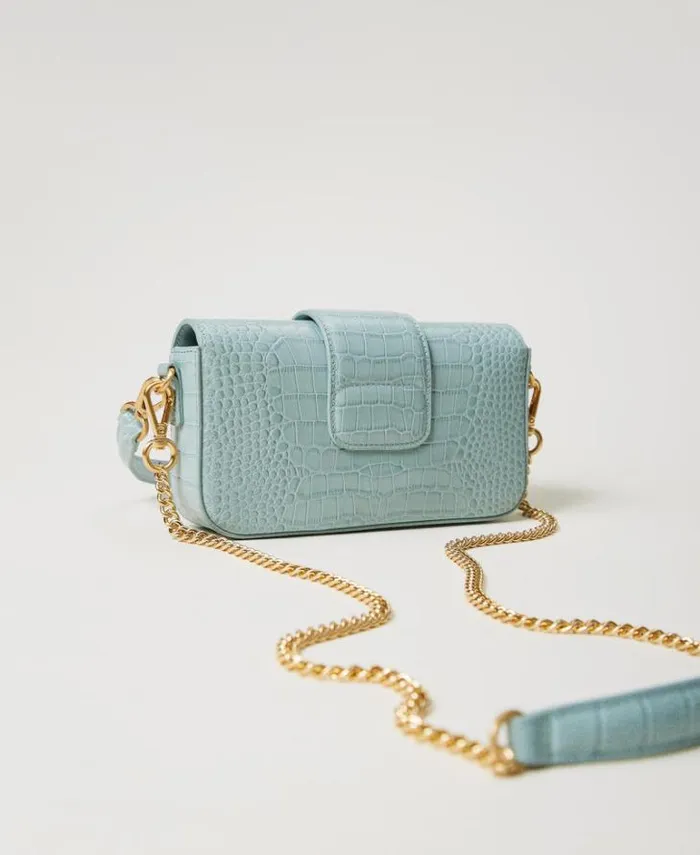 Twinset Shoulder Bags Amie Small Croc Print Shoulder Bag Gainsboro Gray 8211 Bags