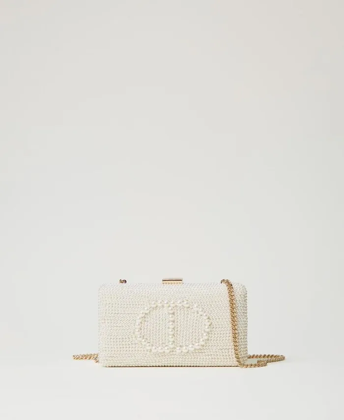Twinset Shoulder Bags Clutch With Pearls And Oval T Old White 8211 Bags