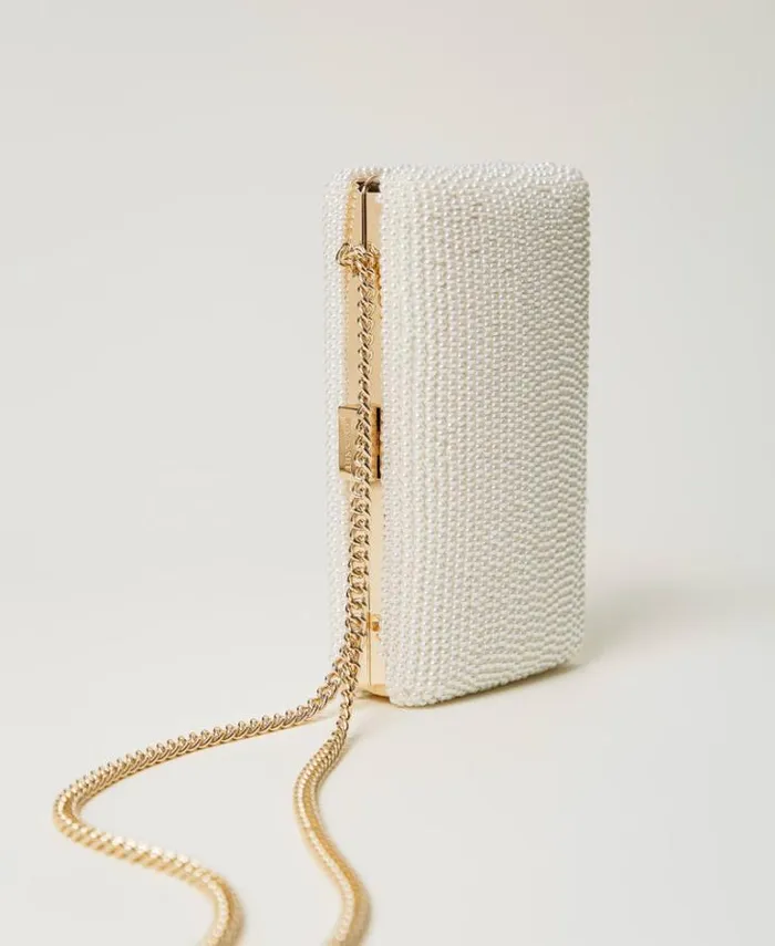 Twinset Shoulder Bags Clutch With Pearls And Oval T Old White 8211 Bags