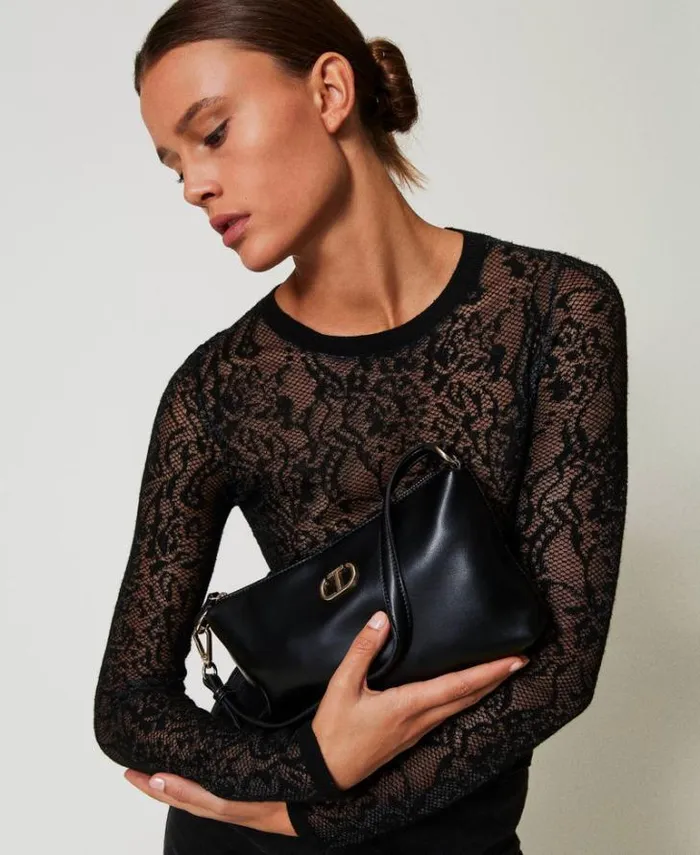 Twinset Shoulder Bags Mignon Shoulder Bag With Oval T Black 8211 Bags