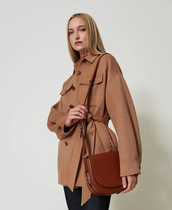 Twinset Shoulder Bags Shoulder Bag With Oval T Buckle Leather Brown 8211 Bags