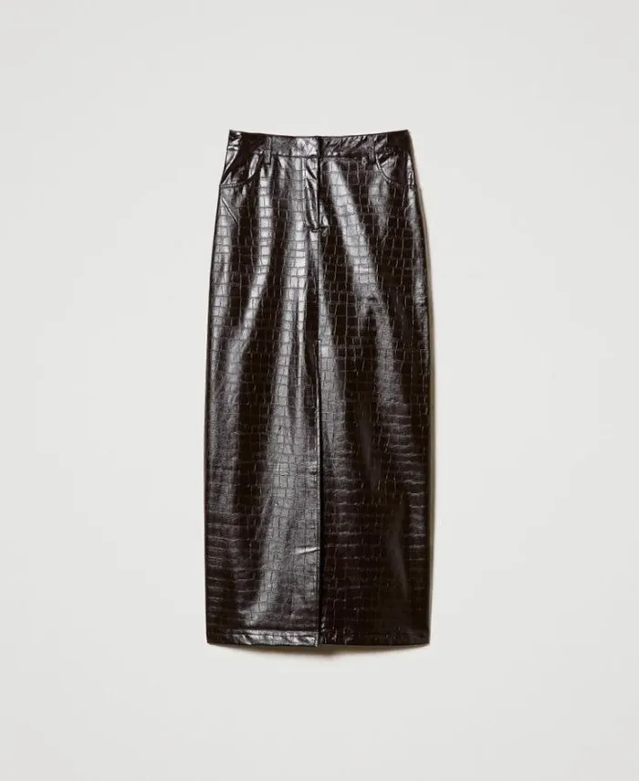 Twinset Skirts Animal Print Long Skirt Molegrave Brown 8211 Clothing