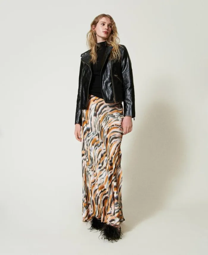 Twinset Skirts Long Animal Print Satin Skirt Tennegrave Orange Black Tiger Print 8211 Clothing Twinset Skirts Long Animal Print Satin Skirt Tennegrave Orange Black Tiger Print 8211 Clothing