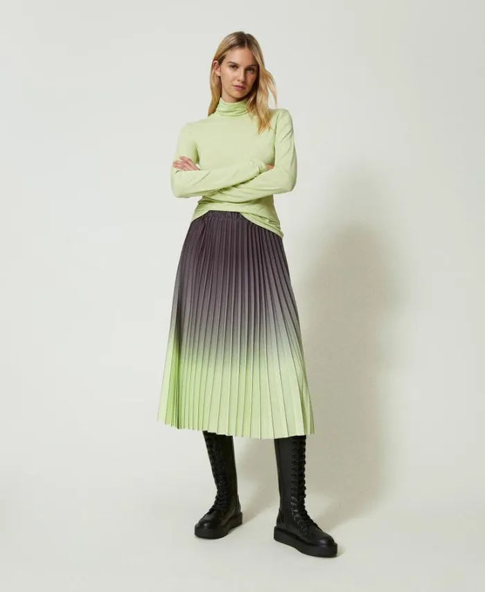 Twinset Skirts Pleated Georgette Printed Skirt Twotone Blackened Pearl Grey Soft Lime Green 8211 Clothing Twinset Skirts Pleated Georgette Printed Skirt Twotone Blackened Pearl Grey Soft Lime Green 8211 Clothing