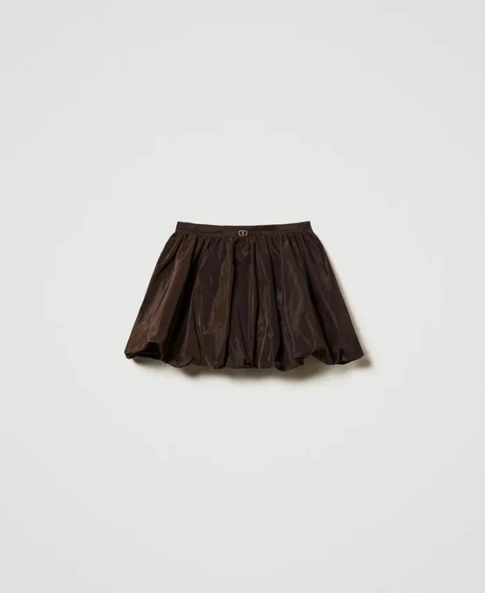 Twinset Skirts Taffeta Balloon Miniskirt Chocolate 8211 Clothing