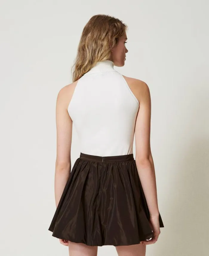 Twinset Skirts Taffeta Balloon Miniskirt Chocolate 8211 Clothing