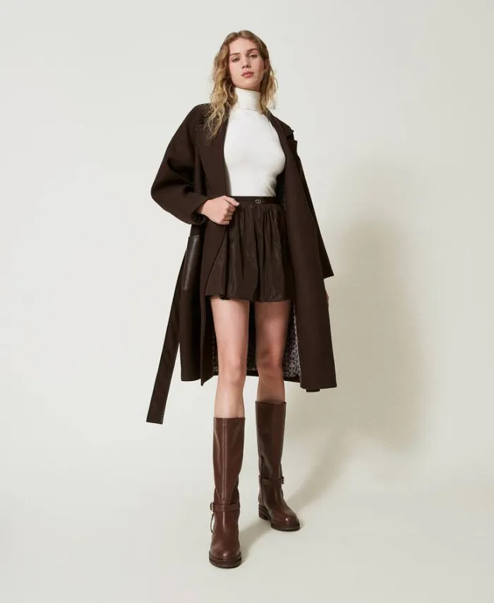 Twinset Skirts Taffeta Balloon Miniskirt Chocolate 8211 Clothing