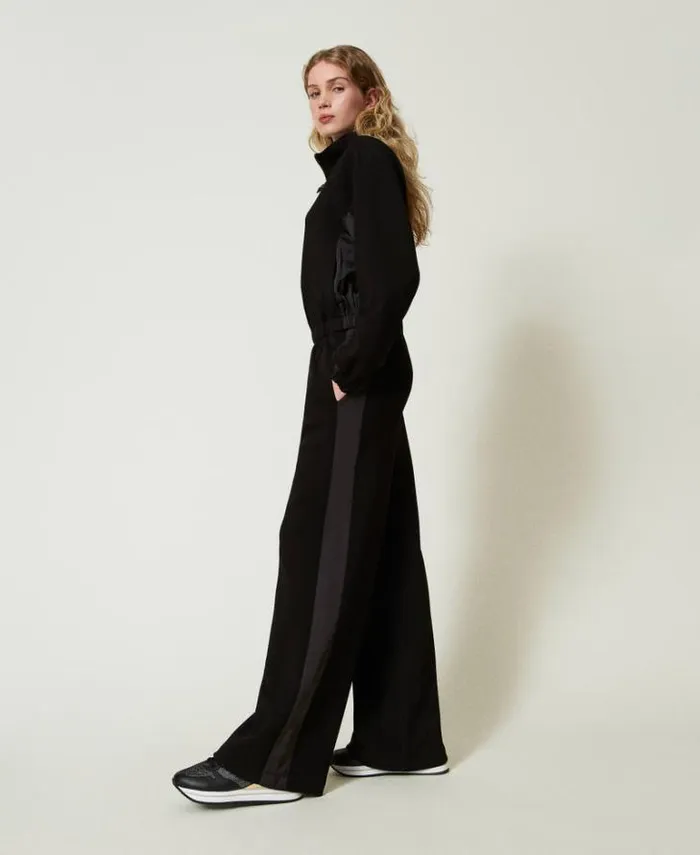 Twinset Sweatshirts Sweatshirt With Zip And Palazzo Trousers Black 8211 Clothing