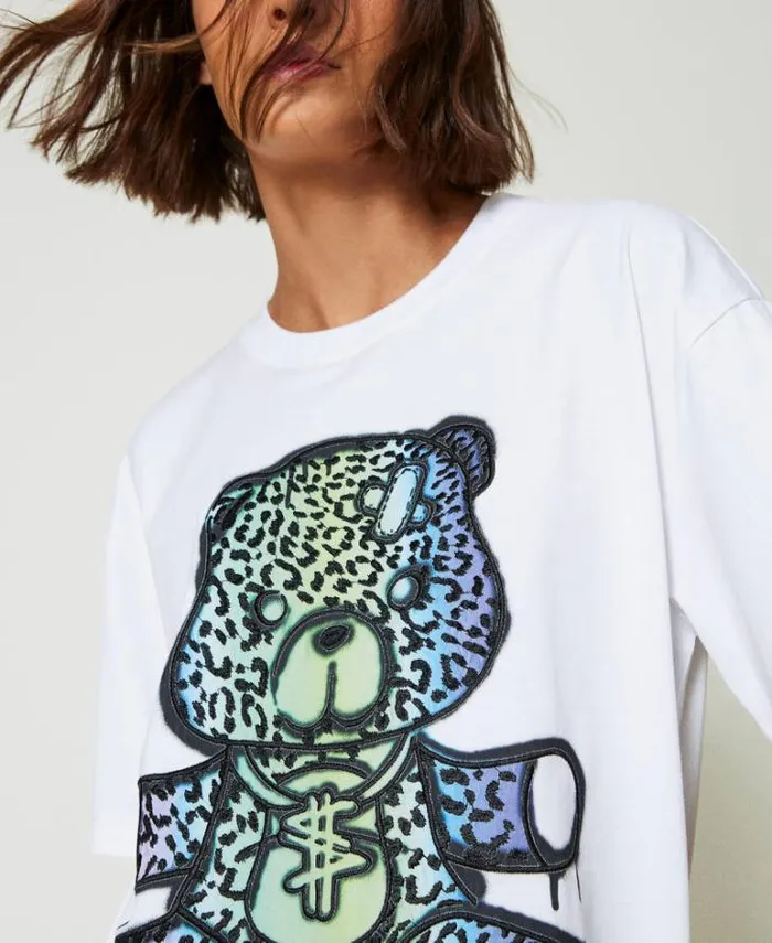Twinset TShirts And Tops MYFO Oversize Tshirt With Print And Embroidery Colourful Bear 8211 Clothing