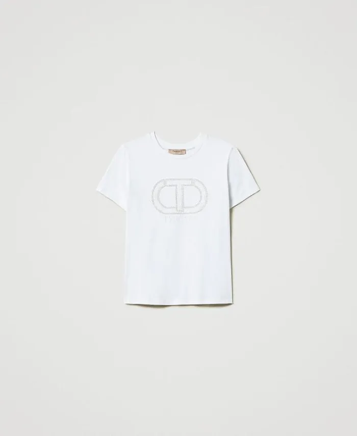 Twinset TShirts And Tops Tshirt With Oval T Logo Embroidery White 8211 Clothing