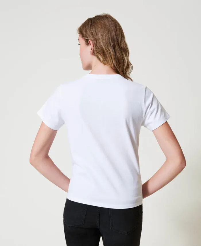 Twinset TShirts And Tops Tshirt With Oval T Logo Embroidery White 8211 Clothing