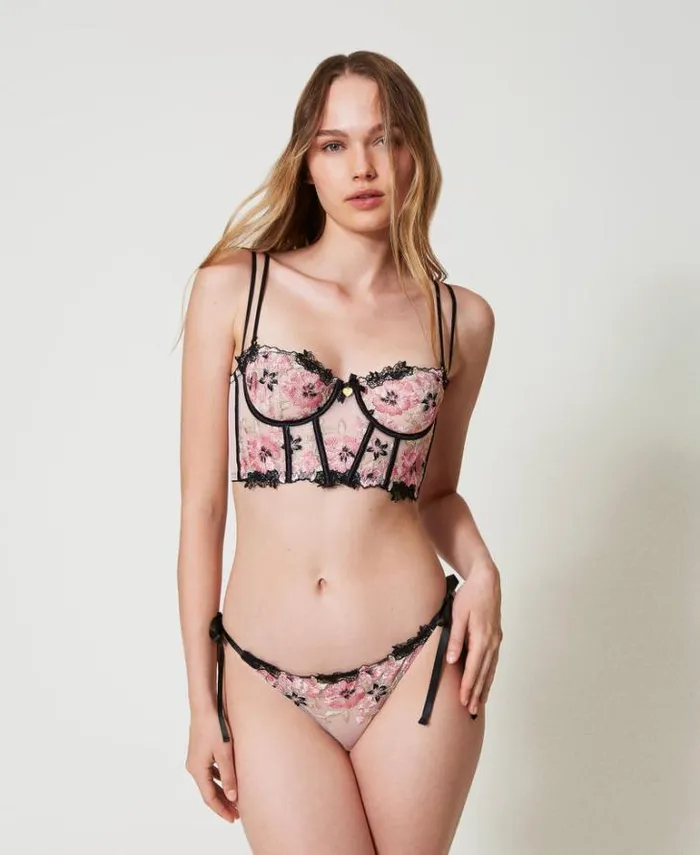 Twinset Underwear And Nightwear Embroidered Tulle Bustier Multicolour Blooming Embroidery 8211 Clothing