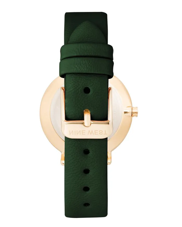 TwoTone Bezel Strap Watch Green Women Nine West Straps