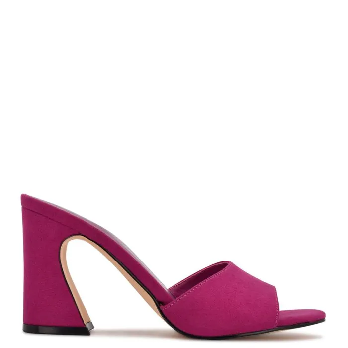 Unah Heeled Slide Sandals Dark Pink Suede Women Nine West Sandals